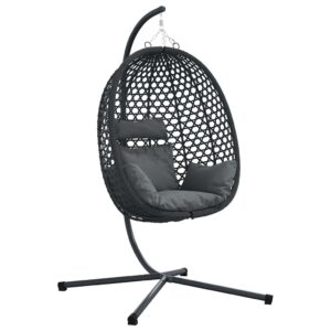 vidaXL Függő tojás szék Antracitszürke és fekete 104 x 100 x 191 cm