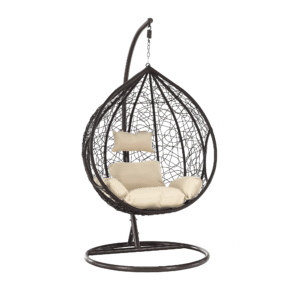Függőfotel, krém párna/barna rattan, NOELA NEW